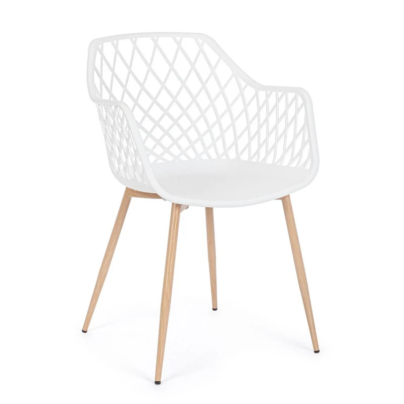 Sedia "Optik" con gambe in acciaio verniciate, per arredo interno 58 x 54 x h 85,5 cm