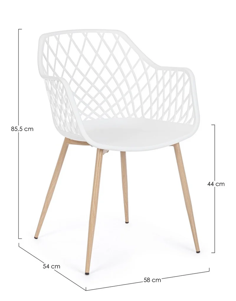 Sedia "Optik" con gambe in acciaio verniciate, per arredo interno 58 x 54 x h 85,5 cm