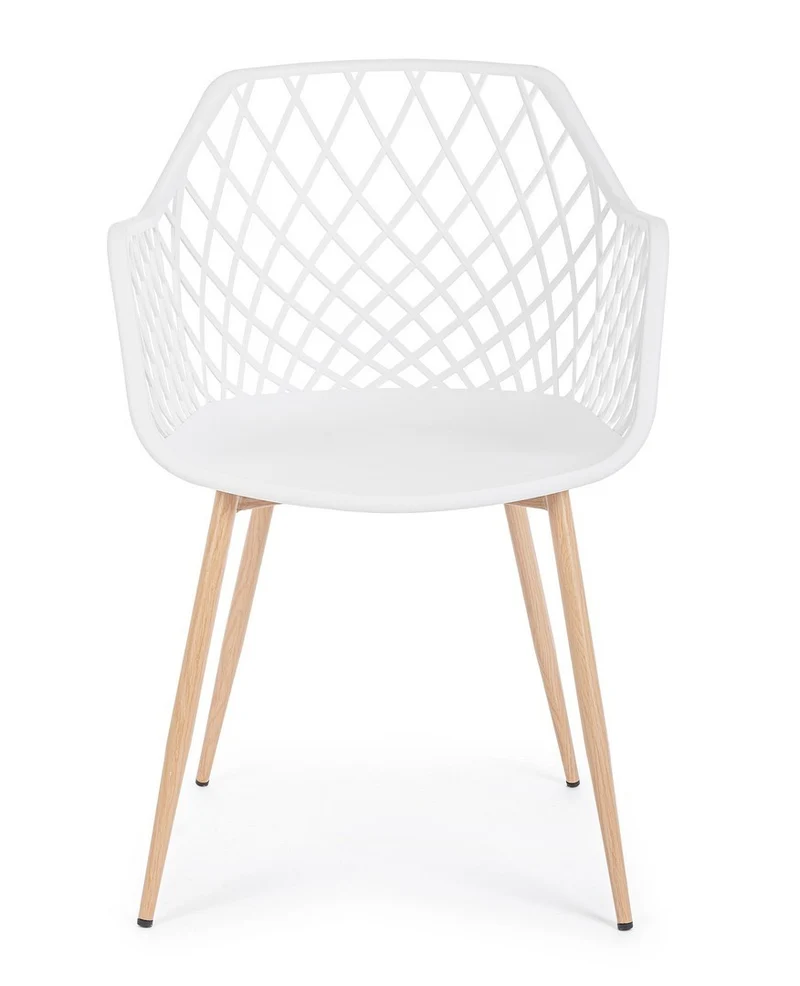 Sedia "Optik" con gambe in acciaio verniciate, per arredo interno 58 x 54 x h 85,5 cm