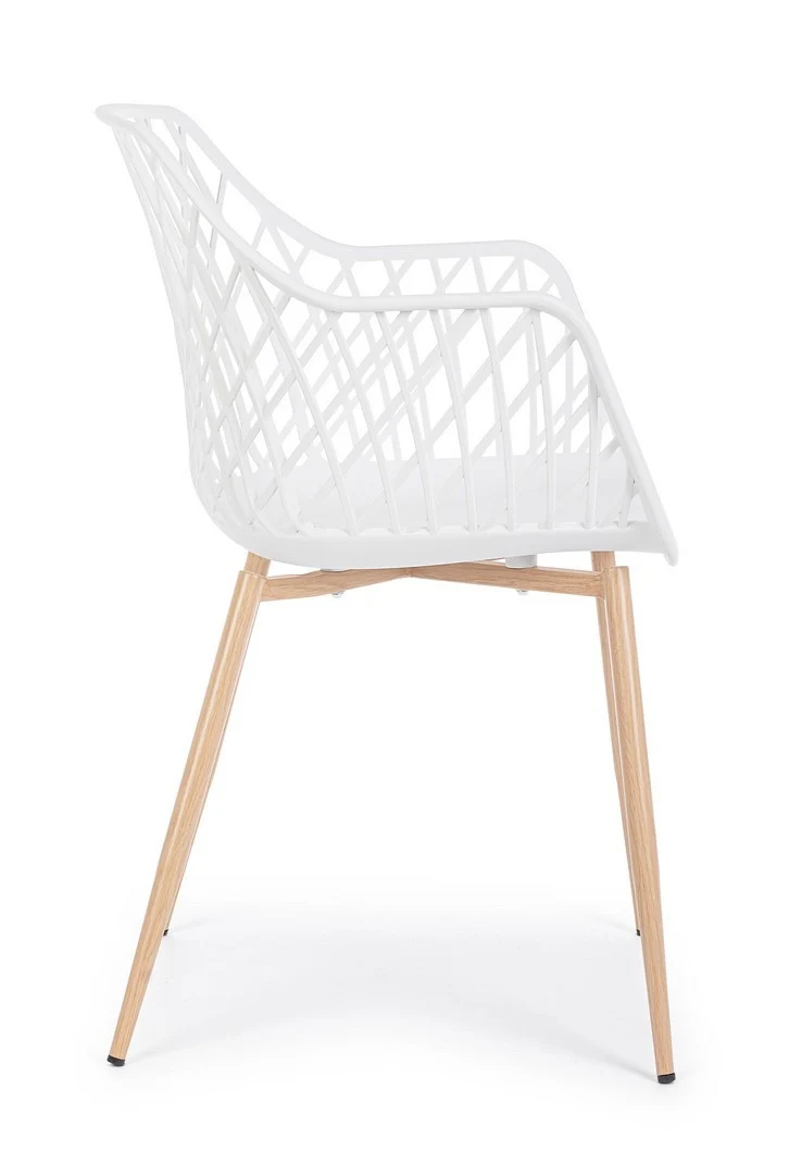 Sedia "Optik" con gambe in acciaio verniciate, per arredo interno 58 x 54 x h 85,5 cm