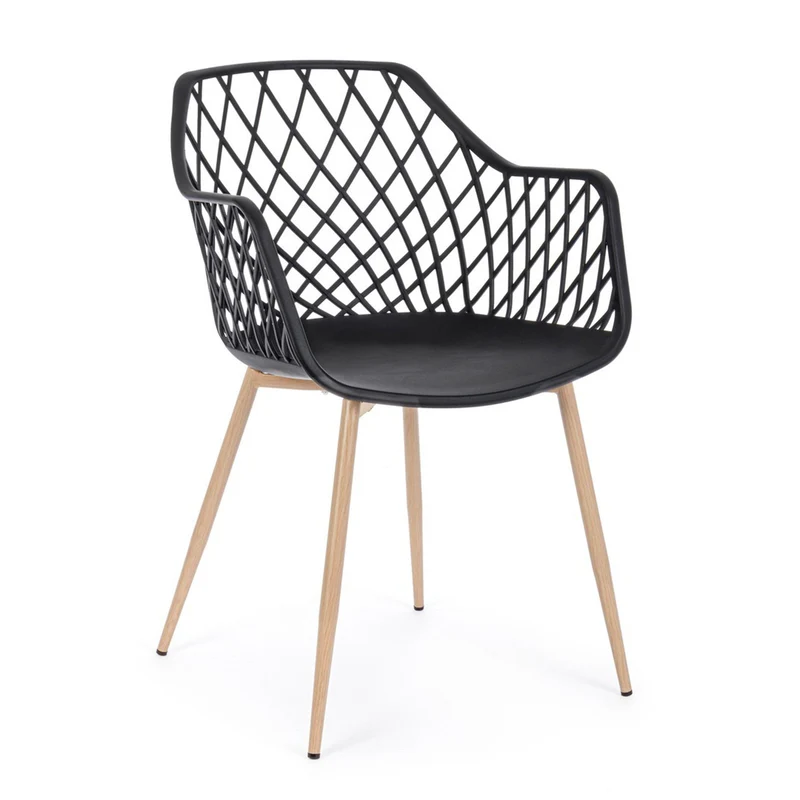 Sedia "Optik" con gambe in acciaio verniciate, per arredo interno 58 x 54 x h 85,5 cm