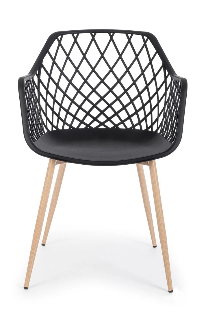 Sedia "Optik" con gambe in acciaio verniciate, per arredo interno 58 x 54 x h 85,5 cm