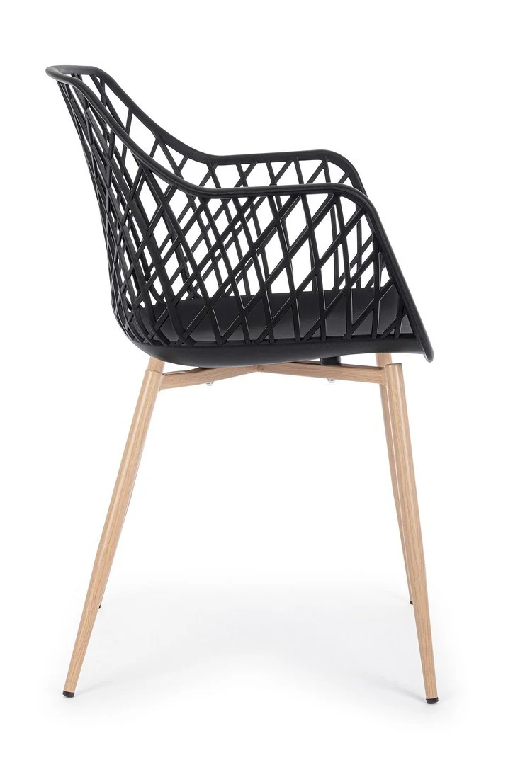 Sedia "Optik" con gambe in acciaio verniciate, per arredo interno 58 x 54 x h 85,5 cm