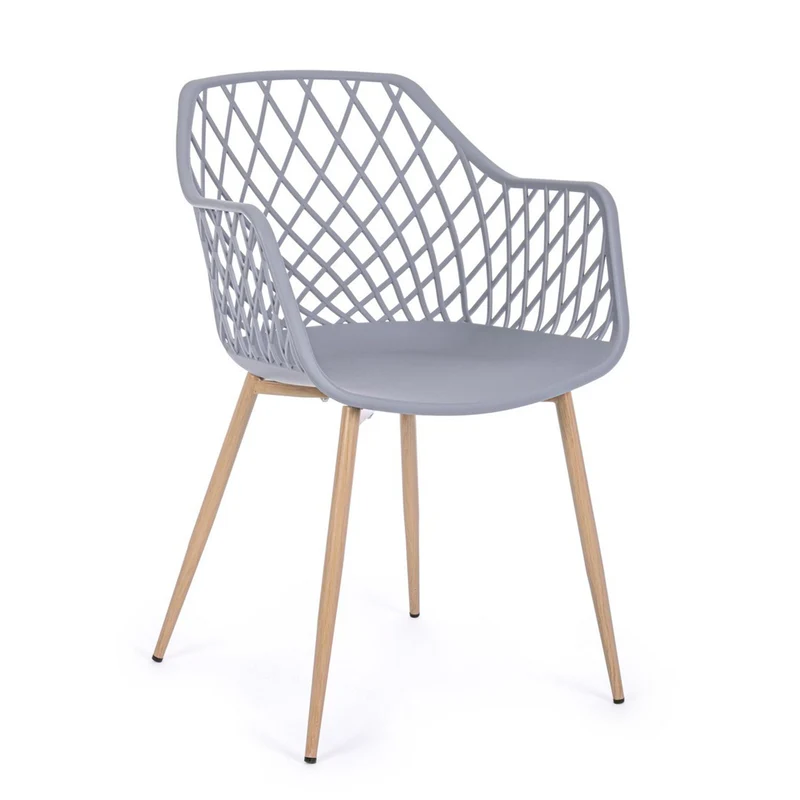 Sedia "Optik" con gambe in acciaio verniciate, per arredo interno 58 x 54 x h 85,5 cm