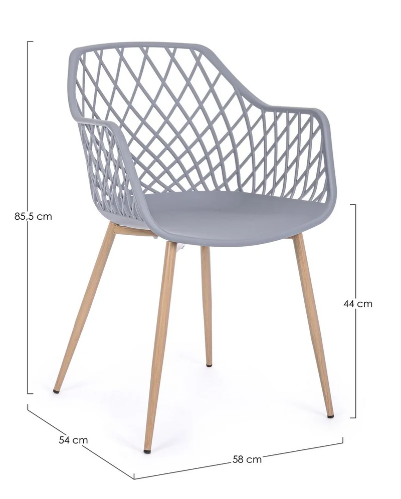Sedia "Optik" con gambe in acciaio verniciate, per arredo interno 58 x 54 x h 85,5 cm