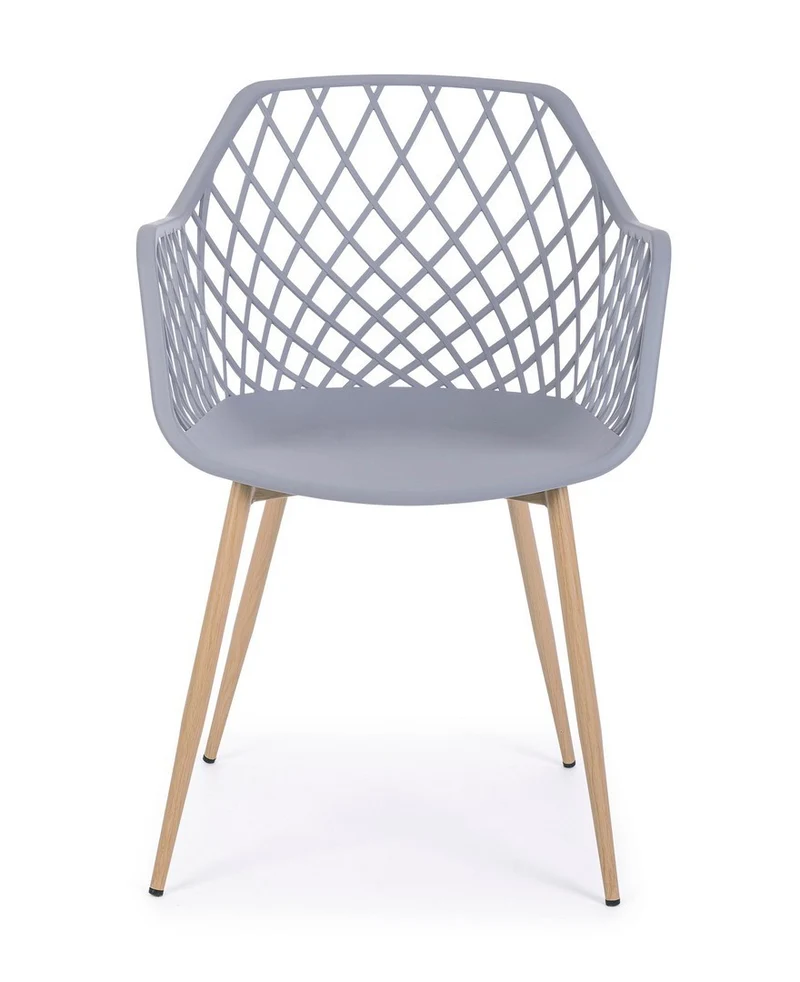 Sedia "Optik" con gambe in acciaio verniciate, per arredo interno 58 x 54 x h 85,5 cm