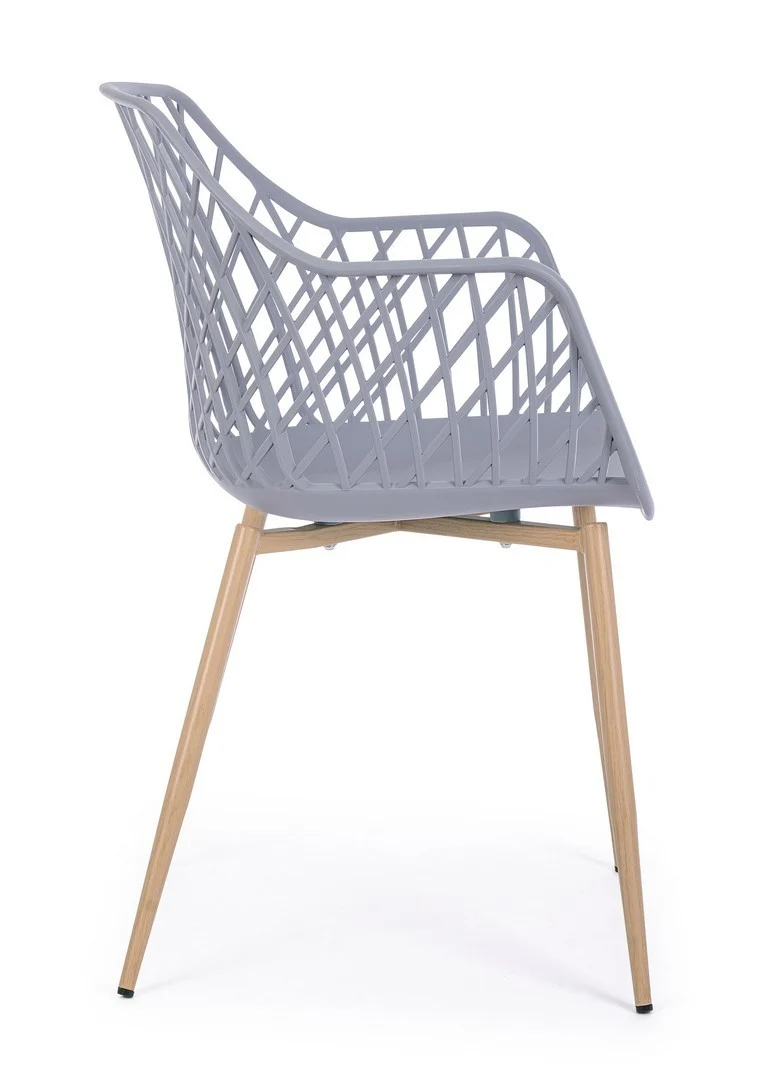 Sedia "Optik" con gambe in acciaio verniciate, per arredo interno 58 x 54 x h 85,5 cm