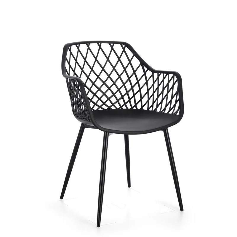 Sedia "Optik" con gambe in acciaio verniciate, per arredo interno 58 x 54 x h 85,5 cm