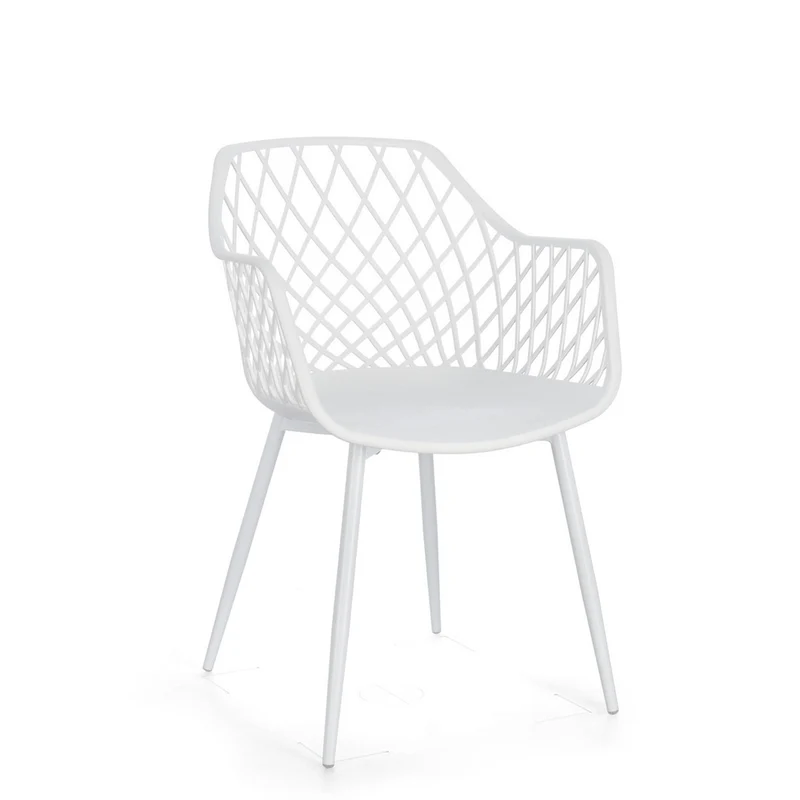 Sedia "Optik" con gambe in acciaio verniciate, per arredo interno 58 x 54 x h 85,5 cm