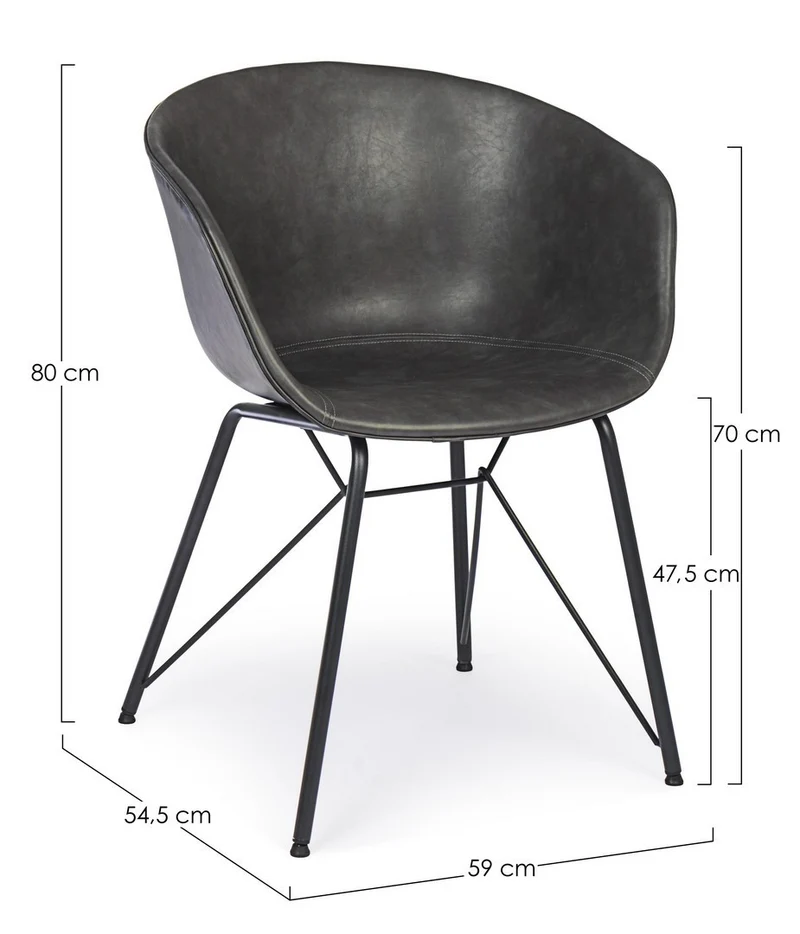 Sedia "Warhol" con gambe in acciaio verniciato a polvere epossidica, per arredo interno 59 x 54,5 x h 80 cm
