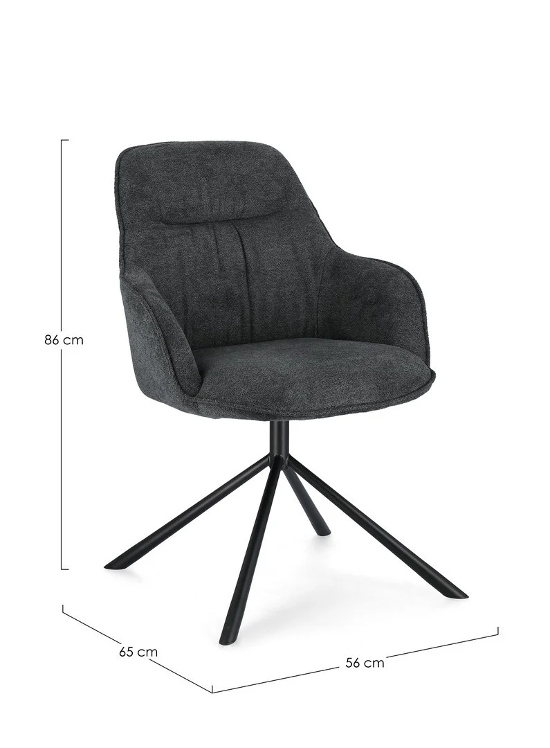 Sedia "Grant" con gambe in acciaio verniciato a polvere epossidica, per arredo interno 59 x 65 x h 86 cm