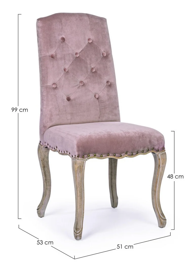 Sedia "Diva" con struttura in rubber wood, per arredo interno 51 x 53 x h 99 cm