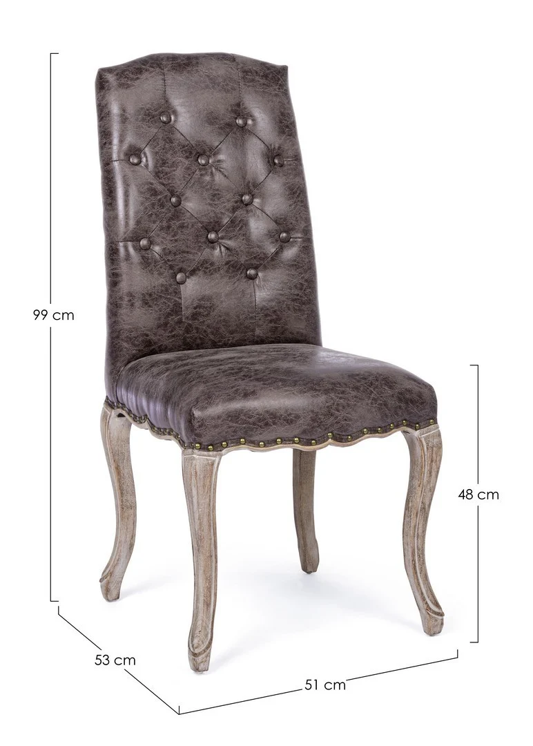 Sedia "Diva" con struttura in rubber wood, per arredo interno 51 x 53 x h 99 cm