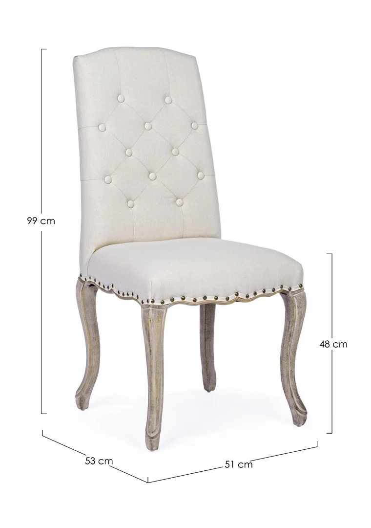 Sedia "Diva" con struttura in rubber wood, per arredo interno 51 x 53 x h 99 cm