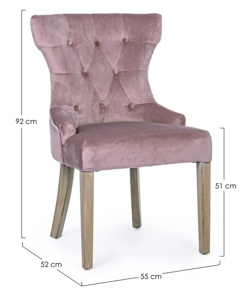 Sedia "Azelia" con struttura in rubber wood, per arredo interno 55 x 52 x h 92 cm
