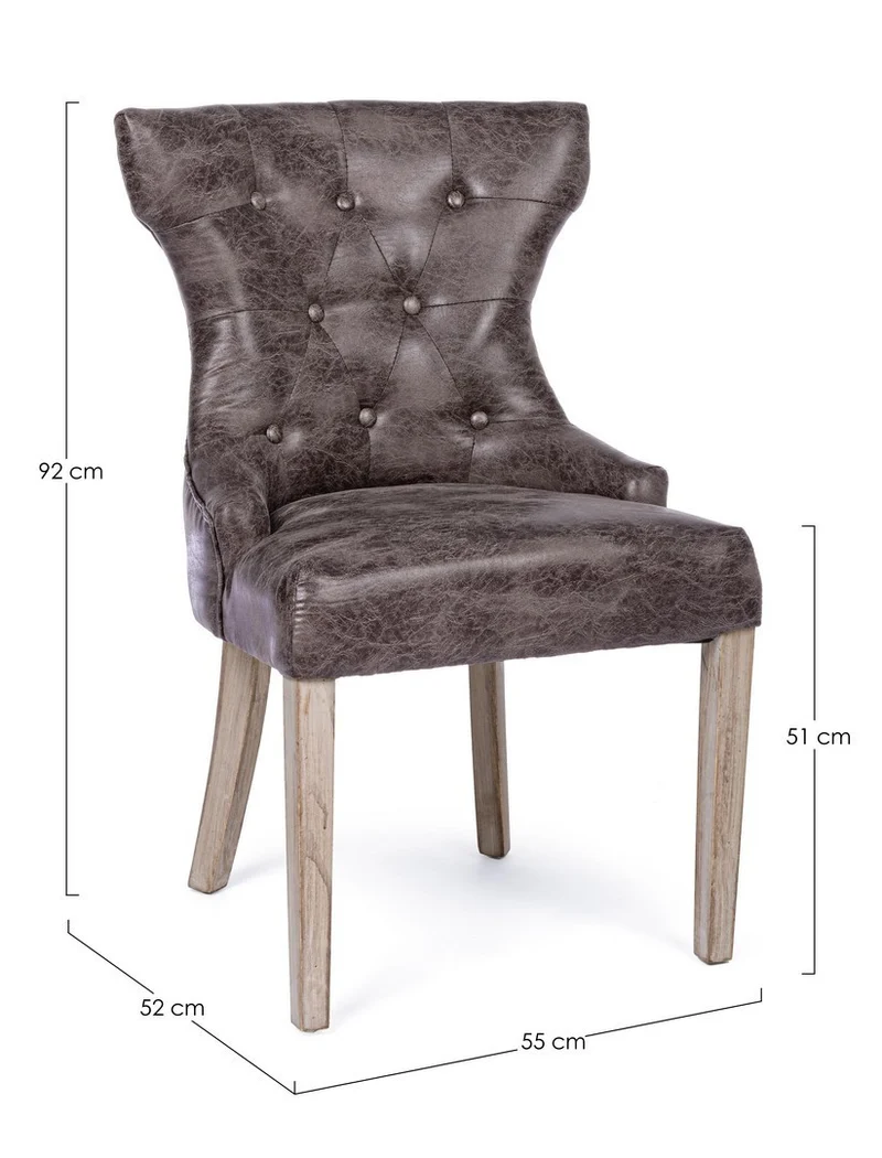 Sedia "Azelia" con struttura in rubber wood, per arredo interno 55 x 52 x h 92 cm