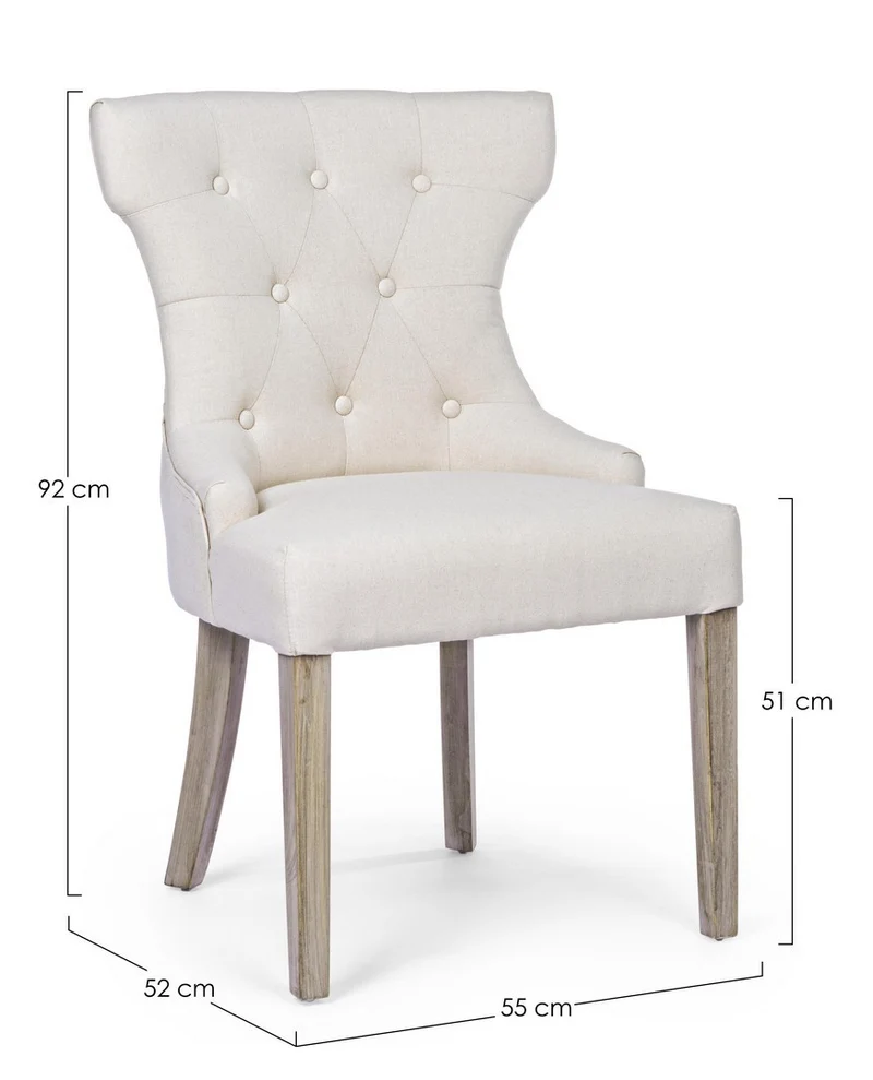 Sedia "Azelia" con struttura in rubber wood, per arredo interno 55 x 52 x h 92 cm