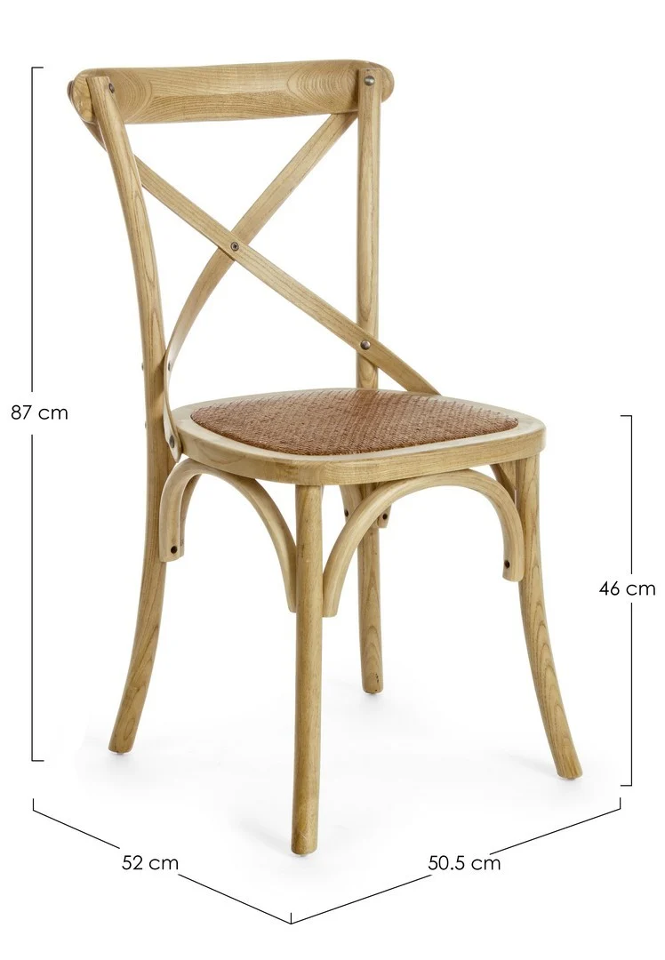 Sedia "Cross" con struttura in legno di olmo, per arredo interno 50,5 x 52 x h 87 cm