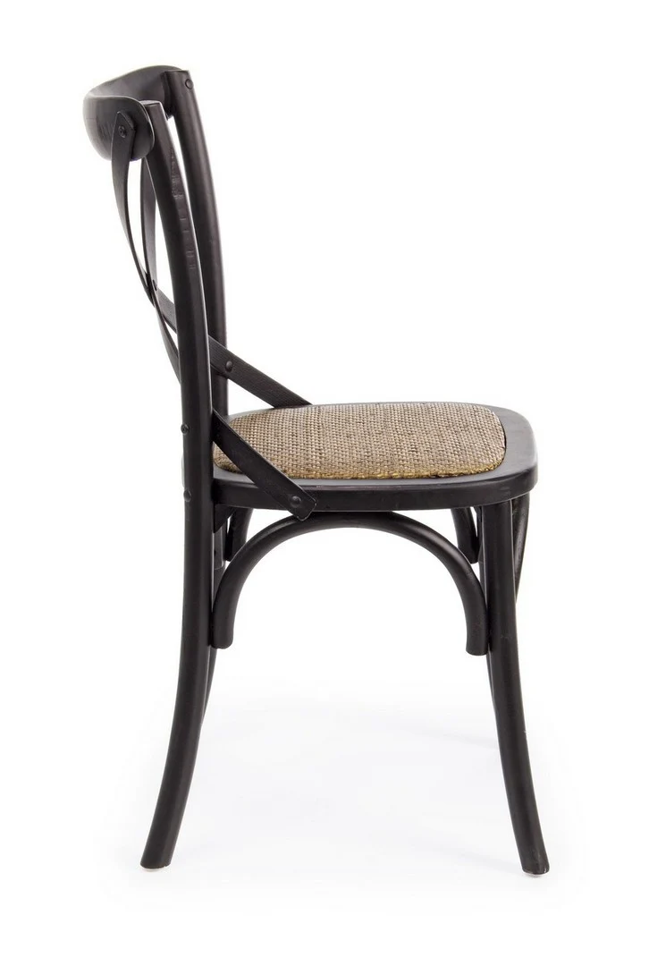 Sedia "Cross" con struttura in legno di olmo, per arredo interno 50,5 x 52 x h 87 cm