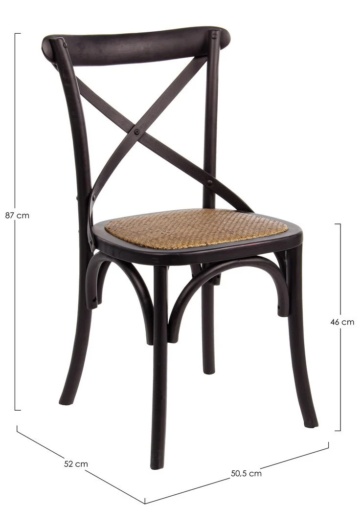 Sedia "Cross" con struttura in legno di olmo, per arredo interno 50,5 x 52 x h 87 cm