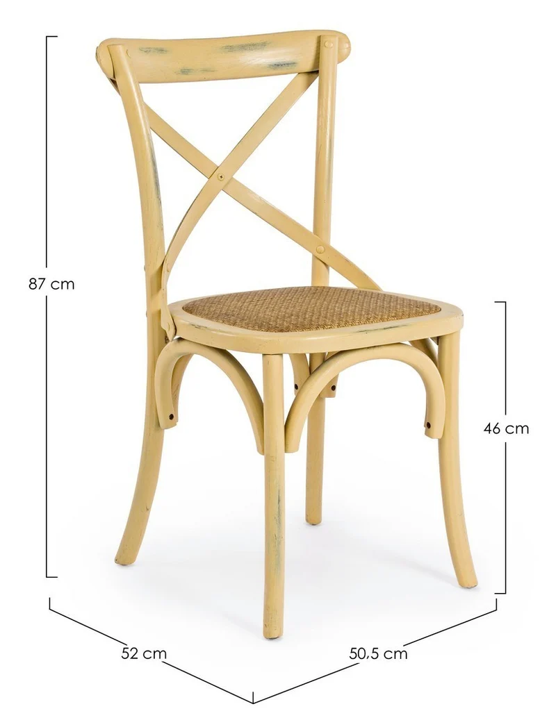 Sedia "Cross" con struttura in legno di olmo, per arredo interno 50,5 x 52 x h 87 cm
