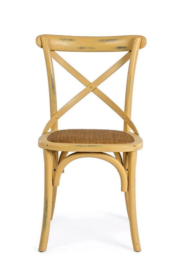Sedia "Cross" con struttura in legno di olmo, per arredo interno 50,5 x 52 x h 87 cm