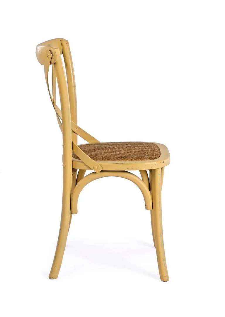 Sedia "Cross" con struttura in legno di olmo, per arredo interno 50,5 x 52 x h 87 cm