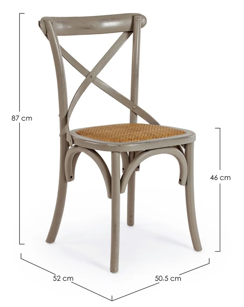 Sedia "Cross" con struttura in legno di olmo, per arredo interno 50,5 x 52 x h 87 cm