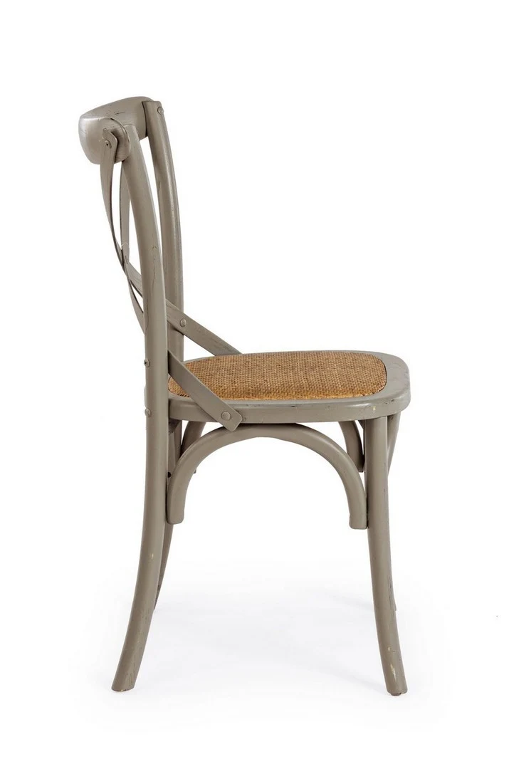 Sedia "Cross" con struttura in legno di olmo, per arredo interno 50,5 x 52 x h 87 cm