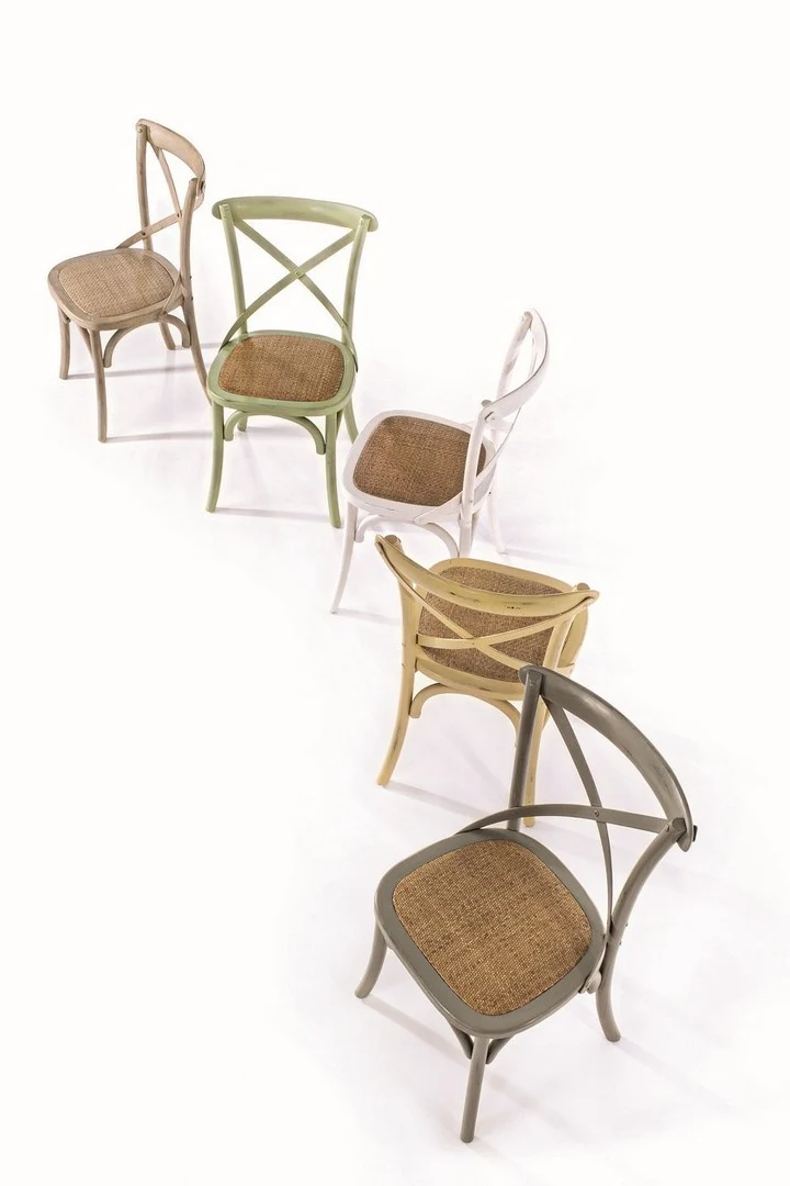 Sedia "Cross" con struttura in legno di olmo, per arredo interno 50,5 x 52 x h 87 cm