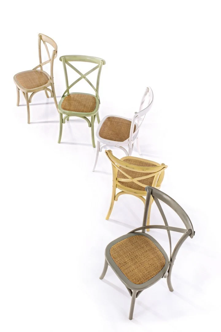 Sedia "Cross" con struttura in legno di olmo, per arredo interno 50,5 x 52 x h 87 cm