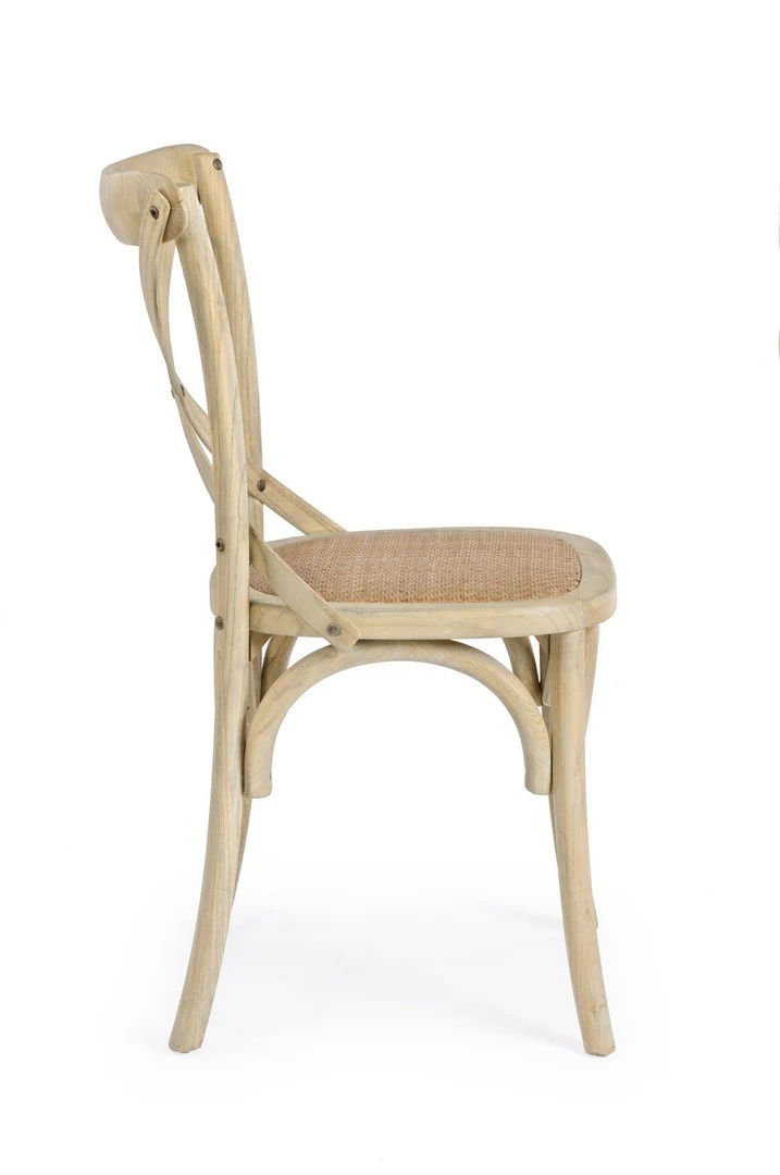 Sedia "Cross" con struttura in legno di olmo, per arredo interno 50,5 x 52 x h 87 cm