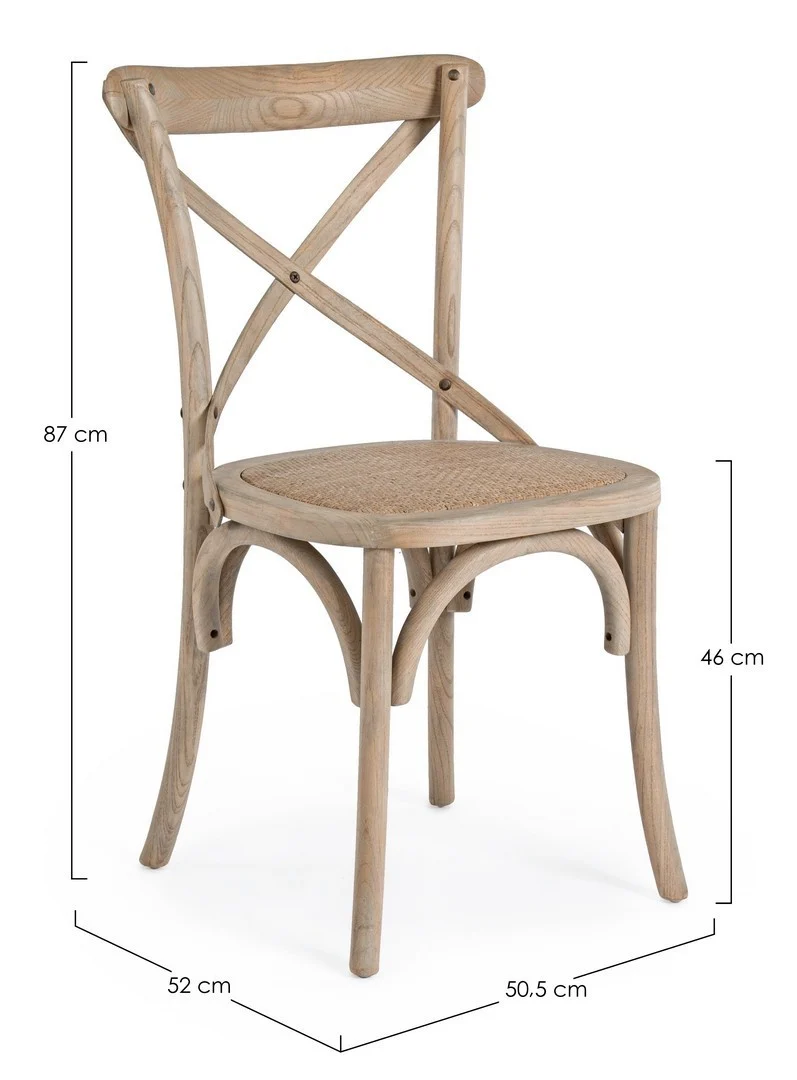 Sedia "Cross" con struttura in legno di olmo, per arredo interno 50,5 x 52 x h 87 cm