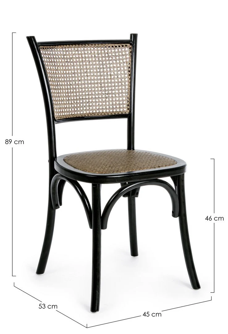 Sedia "Carrel" con struttura in legno di olmo, per arredo interno 45 x 53 x h 89 cm