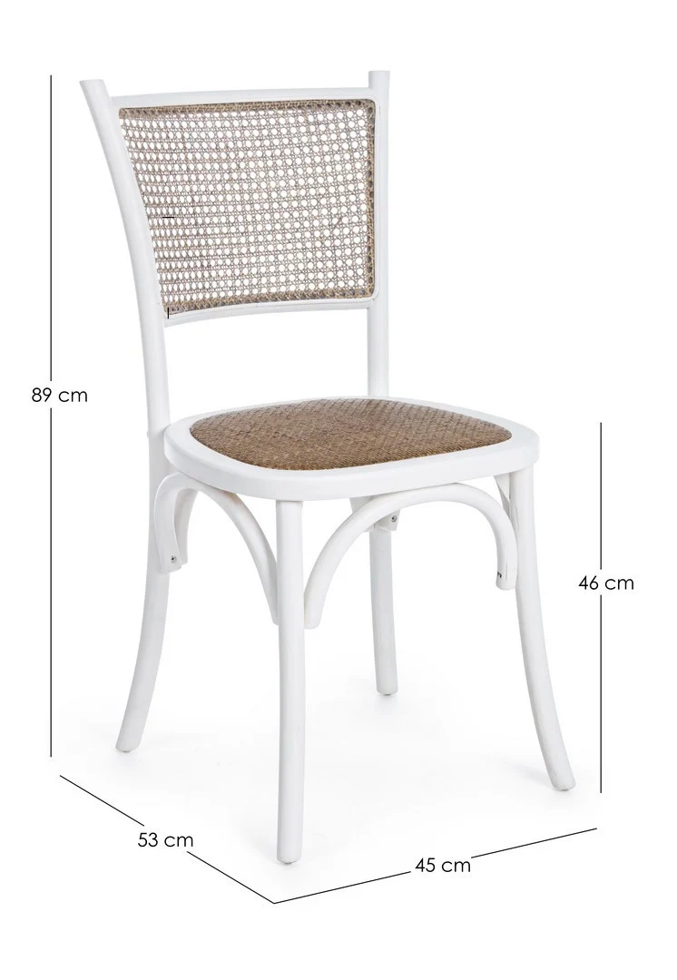 Sedia "Carrel" con struttura in legno di olmo, per arredo interno 45 x 53 x h 89 cm