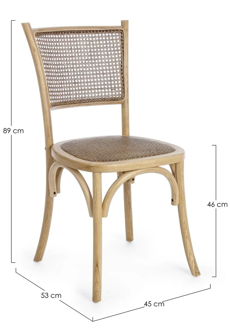 Sedia "Carrel" con struttura in legno di olmo, per arredo interno 45 x 53 x h 89 cm