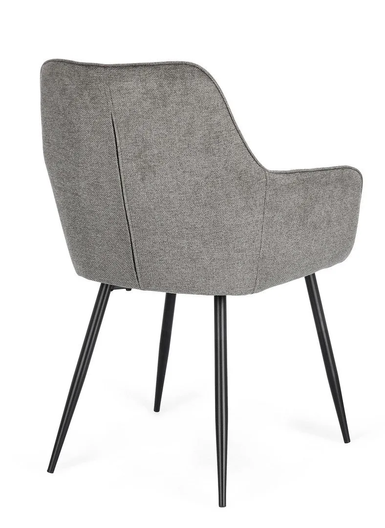 Sedia "Cora" con struttura in acciaio, per arredo interno con braccioli, 58 x 63 x h 85,5 cm