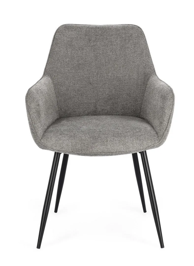 Sedia "Cora" con struttura in acciaio, per arredo interno con braccioli, 58 x 63 x h 85,5 cm