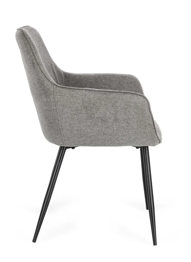 Sedia "Cora" con struttura in acciaio, per arredo interno con braccioli, 58 x 63 x h 85,5 cm