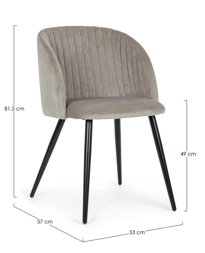 Sedia "Queen" con gambe in acciaio verniciato a polvere, per arredo interno 53 x 57 x h 81,5 cm