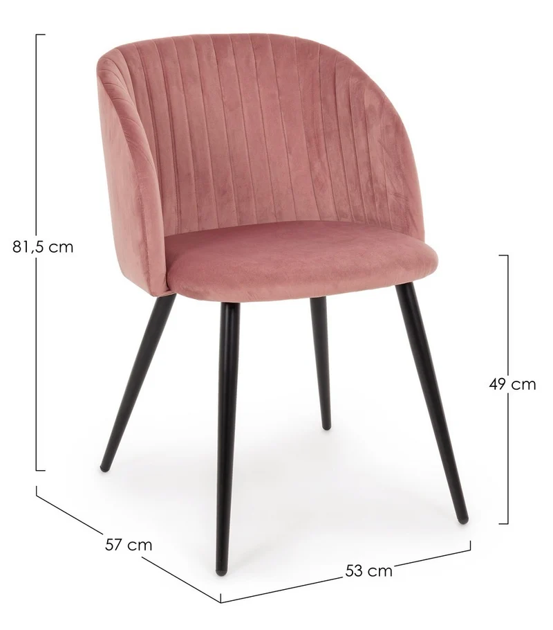 Sedia "Queen" con gambe in acciaio verniciato a polvere, per arredo interno 53 x 57 x h 81,5 cm