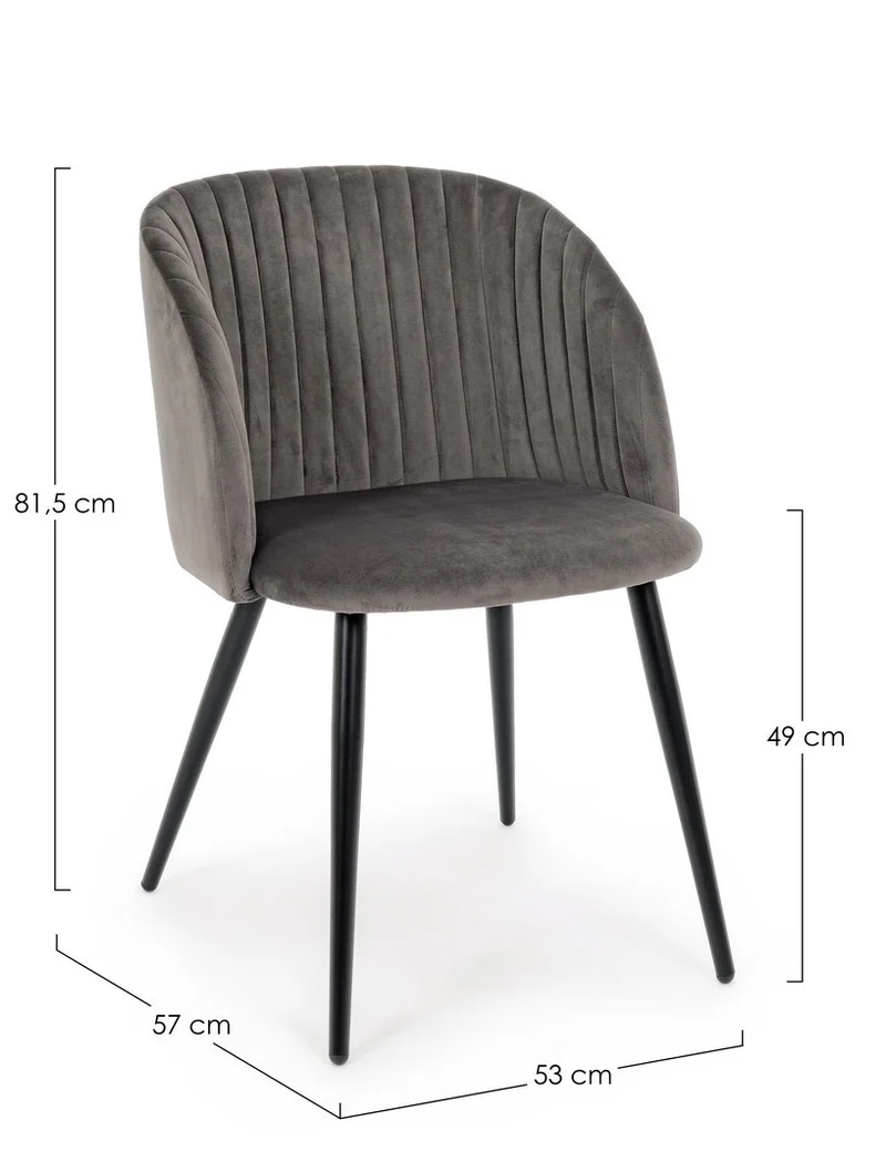Sedia "Queen" con gambe in acciaio verniciato a polvere, per arredo interno 53 x 57 x h 81,5 cm
