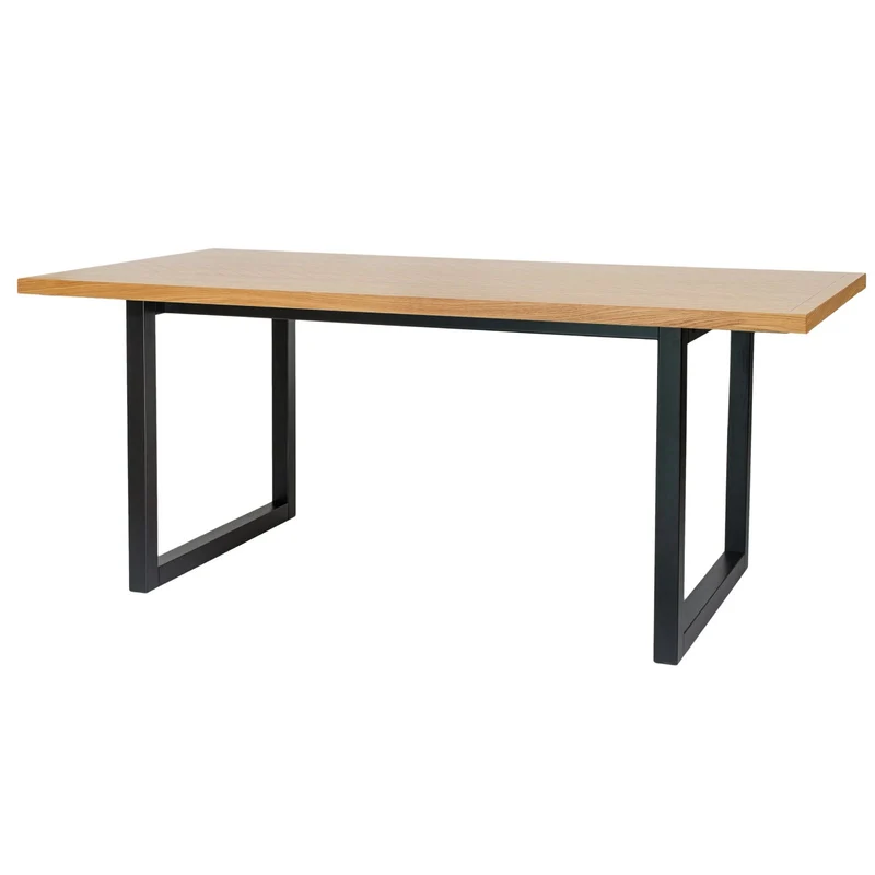 Tavolo in legno per cucina e soggiorno in legno con struttura in alluminio 180 x 90 cm