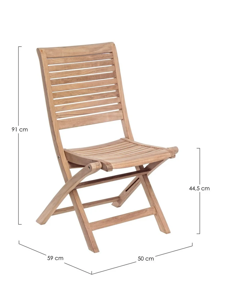 Sedia "Maryland" struttura in legno di Teak, pieghevole, per esterno da 44.5 cm