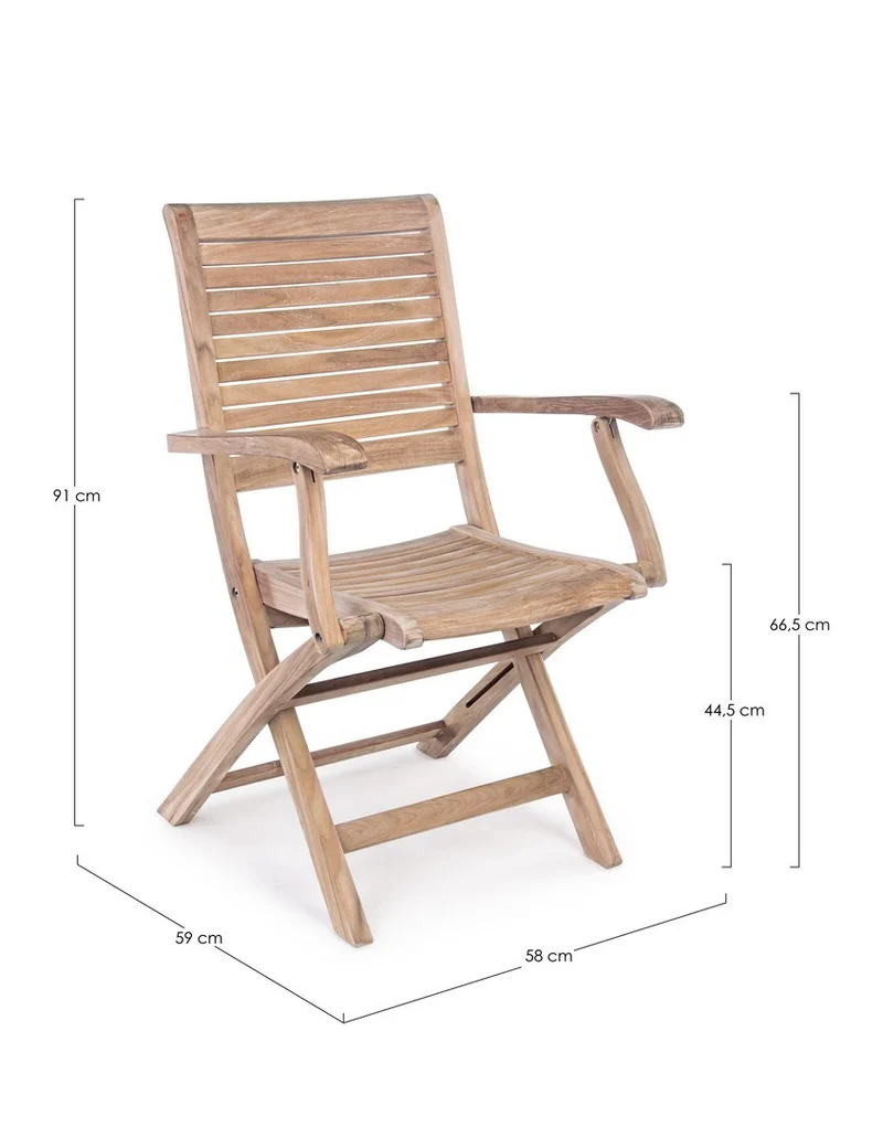 Sedia "Maryland" struttura in legno di Teak, pieghevole, per esterno da 44.5 cm