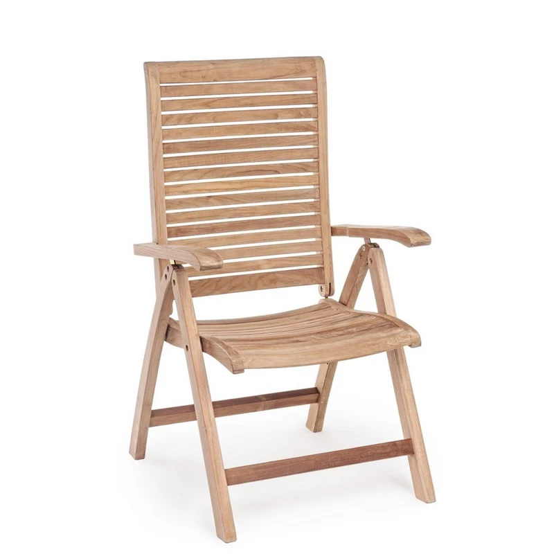 Poltrona reclinabile "Maryland" in legno teak per esterno, 5 posizioni e pieghevole