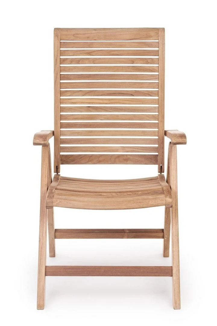 Poltrona reclinabile "Maryland" in legno teak per esterno, 5 posizioni e pieghevole