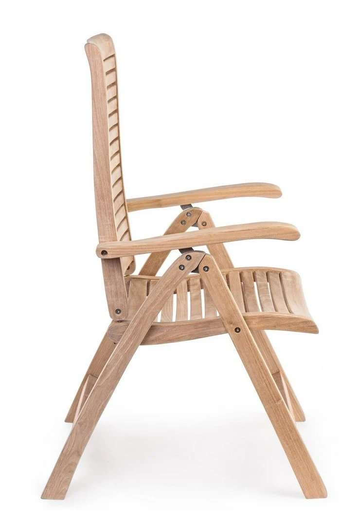 Poltrona reclinabile "Maryland" in legno teak per esterno, 5 posizioni e pieghevole