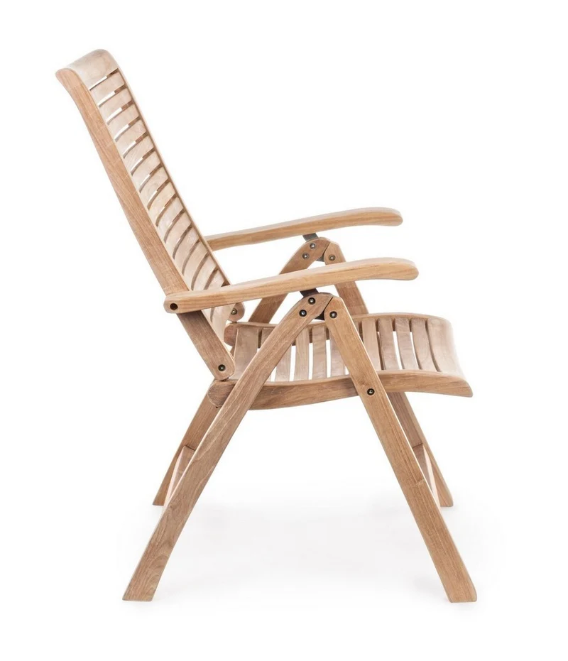 Poltrona reclinabile "Maryland" in legno teak per esterno, 5 posizioni e pieghevole