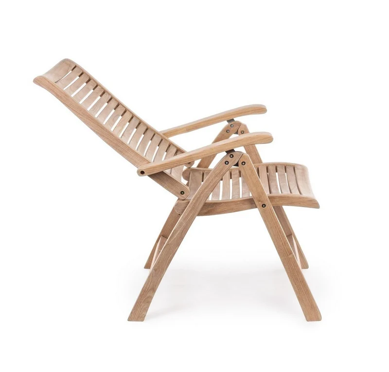 Poltrona reclinabile "Maryland" in legno teak per esterno, 5 posizioni e pieghevole